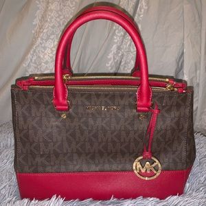 Michael Kors Sutton Signature Satchel Cherry Brown